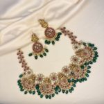 Temple Necklace set with green beads