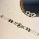 Green choker set with earrings