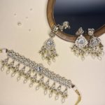 White choker set with hanging beads