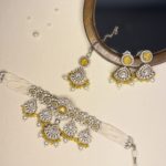 Yellow choker set with earrings