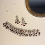 Red choker set with earrings