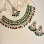 Darkgreen and darkred necklace set