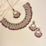 Darkred necklace set with earrings