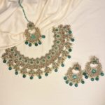 Emeral green necklace set with earrings