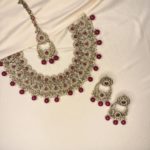 Darkred necklace set with earrings