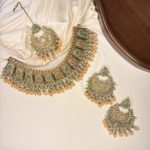 Orange necklace set with earrings