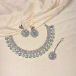 Mint necklace set with earrings