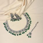 Green necklace set with earrings