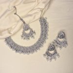 Silver necklace set with earrings