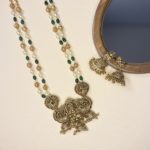 Temple long necklace set with earrings